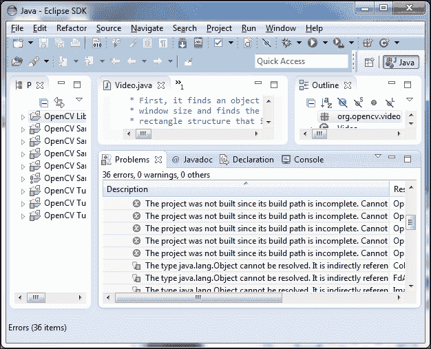 Building the OpenCV samples with Eclipse