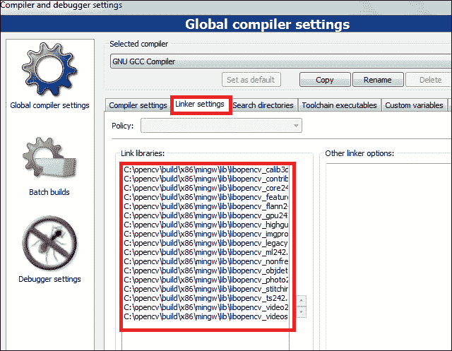 Step 3 – configuring OpenCV with Code::Blocks