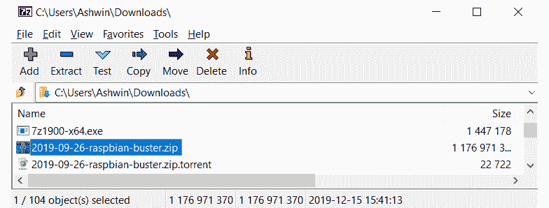 Figure 25: 7-Zip application window 