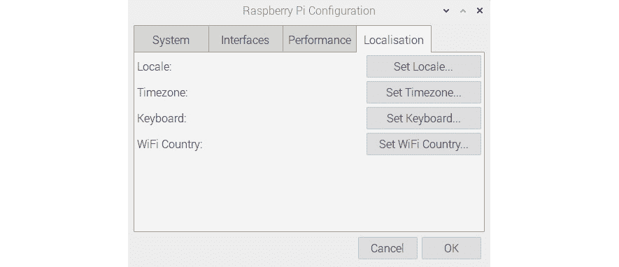 Figure 43: Localisation options 